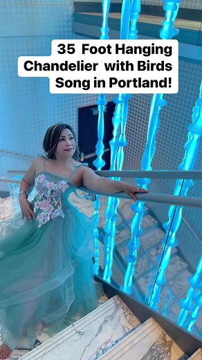 Melody Owen's grand stairwell chandelier titled “Bird Song”, which uses glass, LEDs, and steel to create a 35-foot hanging structure illustrating the audio waves of bird songs from the Pacific Northwest . This beautiful high ceiling chandelier located at Nines Luxury Collection Hotel in Portland. #metareels #fbviralreelsvideo #backtoschool #endofsummer | Analyn Abanto Manalac
