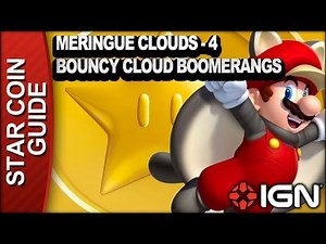 New Super Mario Bros. U 3 Star Coin Walkthrough - Meringue Clouds-4: Bouncy Cloud Boomerangs