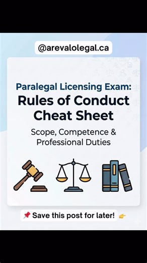 Lachelle Arevalo on Instagram: "🚨 P1 Exam Prep Alert! 🚨 Don’t just memorize the rules—know how to apply them. Swipe through for a high-yield breakdown of the Paralegal Rules of Conduct. Here is your study cheat sheet: 🏛️ Slide 2: Scope of Practice Just because you *can* draft a Will doesn’t mean you *should*. If a matter is outside the “permissible scope of activities” , you must decline the retainer. 🤐 Slide 3: Confidentiality It lasts forever—even after the client dies. The only big except