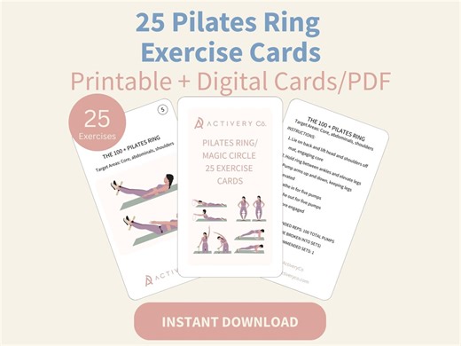 Pilates Ring Exercise Cards: 25 Illustrated Workouts (digital Download) - Etsy
