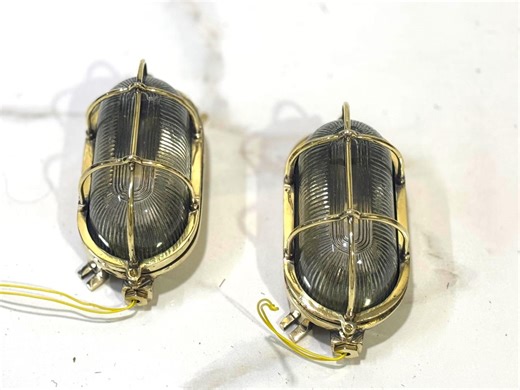 Vintage Brass Oval Bulkhead Lights | Maritime Wall Lamp Pair (set of Two) - Etsy