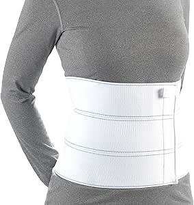 OTC Abdominal Binder, Chest Support Brace, Rib Fracture, Unisex, Three-Panel, White, Small