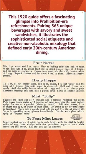 1920s Dining: Sandwiches and Beverages Guide #history