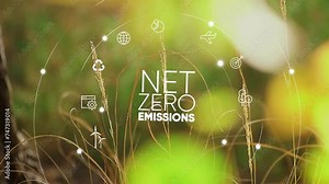 Net zero 2050. Carbon neutral concept. Net zero greenhouse gas emissions target. Climate neutral long term strategy. No toxic gase. Limit climate change and grobal warming. Net zero infographic Stock Video