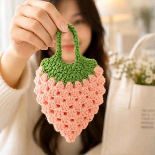 Crochet Strawberry Headphone Pouch 🍓 | Full Tutorial on My Channel!
