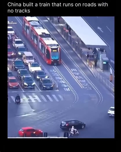 The AI Pathway on Instagram: "China has introduced a trackless tram system called Autonomous Rail Rapid Transit (ART), designed to run on normal roads without steel rails. Developed by CRRC and unveiled in 2017, ART offers a cost-effective alternative to traditional tram networks. Using rubber tires instead of tracks, the system follows “virtual rails” created by painted road lines, sensors, cameras, and GPS, enabling highly accurate guidance and smooth operation. It blends the adaptability of a