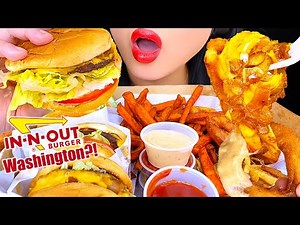 ASMR Animal Style Fries, Cheeseburger IN-N-OUT BURGER in WASHINGTON?! TikTok Viral Foods (Mukbang)