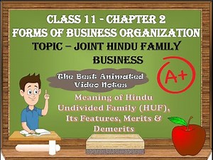 Class 11 | Business Studies | Chapter 2 | Topic - Joint Hindu Family Business | HUF | Animated Video