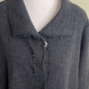 Eileen Fisher Charcoal snap button down 100% merino wool cardigan jacket size 1X