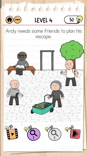 Brain Test 2: Prison Escape. Level 4. Andy needs some friends to plan his escape. #games #braintest