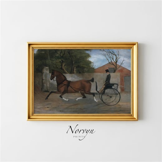 Vintage Horse Carriage Painting, Antique Equestrian Art Printable, Classic Wall Art - Etsy