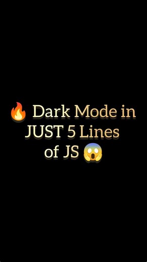 Dark Mode in JavaScript 😱 (5 Lines Only). #shorts #miniproject #javascript #viralshorts