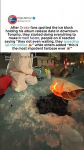 Drake’s “fans melting ice block in Toronto” has people reacting in laughter goes viral 😂🧊 #Drake