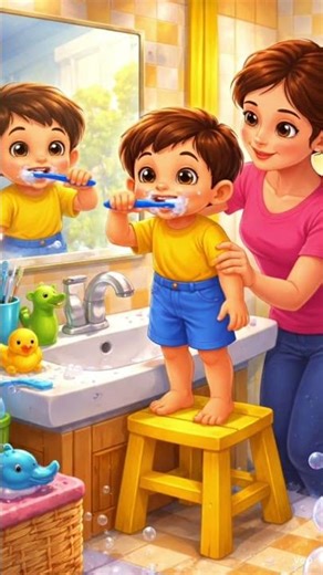 “Sheru apologizing to Haathi, animals smiling, peaceful jungle after fire, cocomelon style”