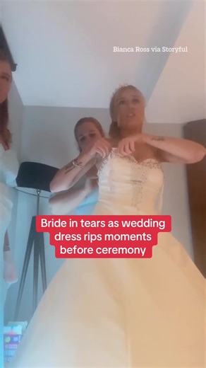 A bride was left in tears after her wedding dress ripped only moments before her ceremony was due to take place! #viral #wedding #weddingdress