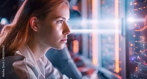 Cybersecurity expert monitors network traffic for cyber threats. Concept Cybersecurity, Network Traffic Analysis, Threat Detection, Data Protection, Cyber Threats