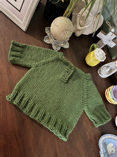 My first knit sweater is done! This was a practice project so I could learn the basics of making a sweater. Now I think I’m ready to make myself a sweater! #knittok #knitting #handmadegifts #craft #crochet