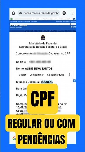 CPF: Learn how to check your CPF to see if it is REGULAR or has PENDING ISSUES #cpf