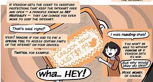 Cartoon about net neutrality and Verizon