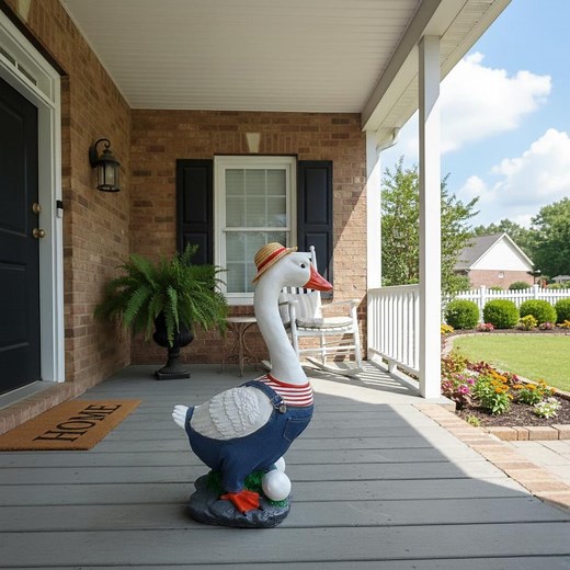 19-inch Cement Porch Goose Statue, Heavy Outdoor Dress-up Garden Decor - Etsy