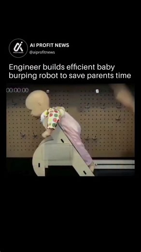 Artificial Intelligence News & Technology on Instagram: "Engineers have been testing an efficient baby-burping robot created to mimic the exact movements used to help babies release gas. The setup uses a specialized mechanism that repeats the same motions a parent would make, allowing researchers to measure how effective and safe the robot is during different burping techniques. Would you get this robot for your baby? 🤔💬 #robotics #engineering #technology #innovation #parenting"