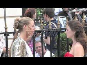 Leighton Meester and Blake Lively on the set of Gossip Girl in Paris at Avenue Montaigne
