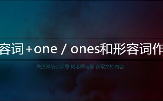 形容词 one/ones和作代词的用法