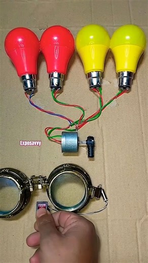 Mini Gear Motor Generator Powering 4 LED Lights ⚡ Amazing DIY Experiment #shorts #explore #tending