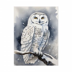 Snowy Owl Watercolor Painting, Winter Bird Art Print, Wild Animal Wall Art, White Owl Poster, Rustic Farmhouse Wall Decor - Etsy