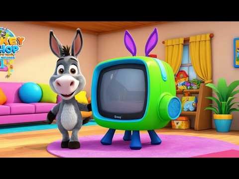 Donkey Kicks the TV Like a Ball | Funny and Fun Kids Nursery Rhyme Animation