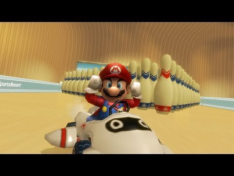 Wii Sports Bowling 100 pin game in Mario Kart Wii