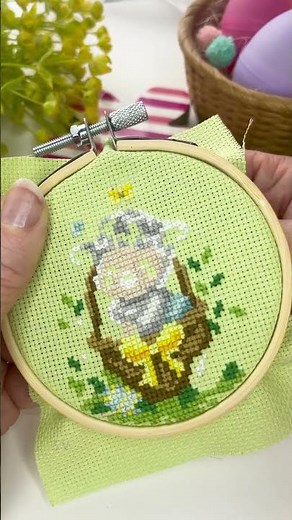 Stitching Sheep in Easter Basket 🐑🌷 | Vervaco Easter Stitch Along 2026