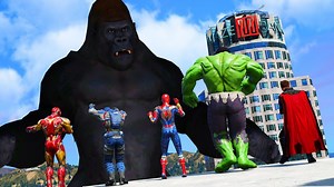 19K views · 248 reactions | Giant King Kong VS The Avengers & Iron Spider Man & Hulk & Iron Man - Monster Universe #KjraGaming #SKGaming #DMProduction #WaterRagdolls #GTA | Kjragaming | Facebook