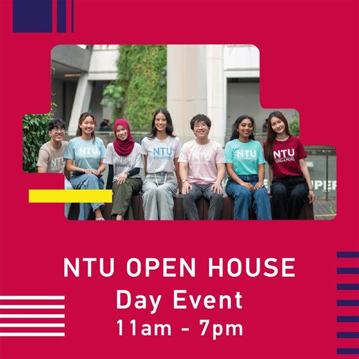 NTU Open House is back on 1 March 2025—bigger and better than ever! 🎉 Explore our campus, meet faculty and students, and discover exciting programmes. Register your interest for a chance to redeem an exclusive souvenir! 🎁 🌙 Don’t miss our first-ever Night Festival, featuring performances and more! See you there! 🚀✨ www.ntu.edu.sg/openhouse #NTUAdmissions #NTUsg #NTUOpenHouse2025 | NTU Admissions