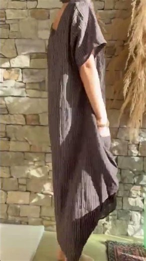 Salcombe Chalk Stripe Cotton Cocoon Dress Chocolate