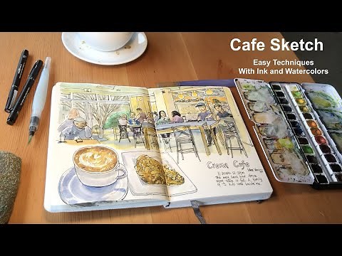 Capture the Atmosphere of a Cafe 🎨 Ink and Watercolor Demo | Urban Sketching Techniques