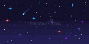 Pixel Art Night Sky. Starry Space with Shooting Stars, 8 Bit Pixelated Video Game Galaxy Seamless Vector Background Stock Vector - Illustration of pixel, astral: 261487165