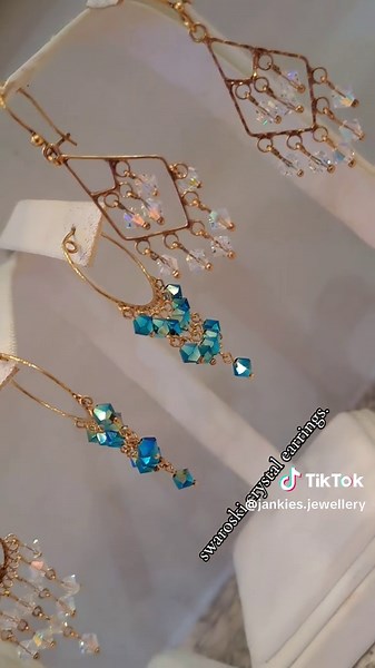 Stylish Swarovski Crystal Gold Bead Earrings