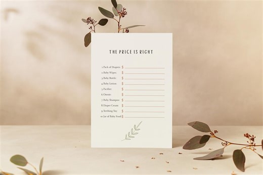 Floral Baby Price is Right Game, Wildflower Baby Shower Games, Sage Green Gender Neutral, Minimalist Price Guessing, Canva Template Card - Etsy