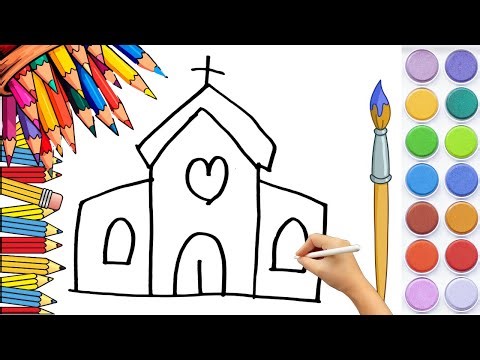 How To Draw Church EASY Drawing, Painting & Coloring For Kids and Toddlers_🌈🎨