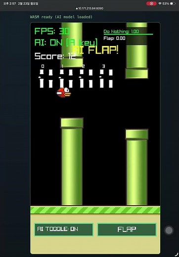 RL Agent in WASM: Fast Cross-Platform Flappy Bird (iPad Demo) #WASM #WebAssembly # GameAgent