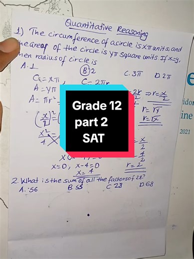 PART 2: grade 12 aptitude question #aptitude #SAT #entranceexam #grade12 #GAT #quantitativereasoning #math #2026 #2018 #2017