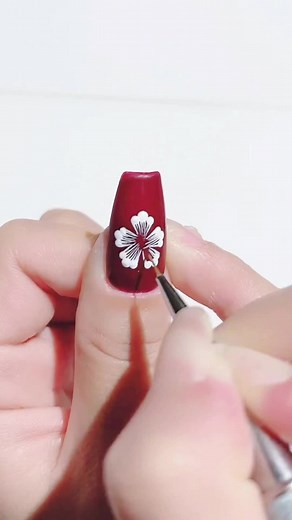 Easy Flower Nail Art Tutorial 2022 | Red Nail Designs