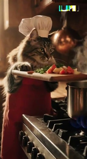 Cat Cooking #aianimals #cutecat #cooking