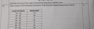 Calculate the area of the region bounded by these lines and the... | Filo