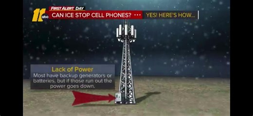 Ice storms can affect cell towers in a couple of ways. If the ice really builds up or the tower loses power, you may lose your cell service. #cellphone #ice #storm #accumulation