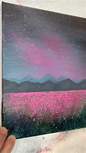 Very easy painting ideas acrylic painting on canvas. Splatter brush night sky. Aurora borealis