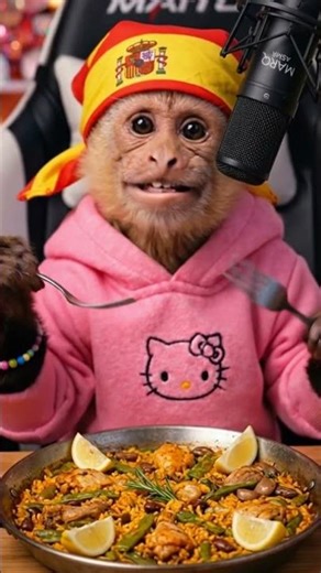 Kibo the monkey eating Spanish paella 🥘 ASMR Mukbang (Satisfying Sounds) #kiboasmr