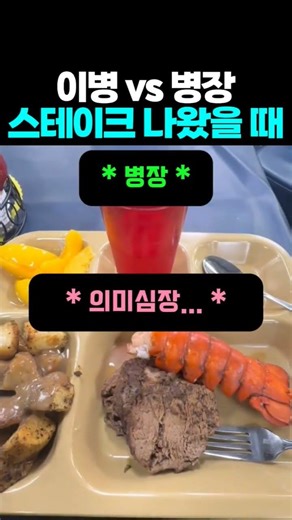 군대에서 스테이크 나왔을 때 계급별 반응 차이 #군대