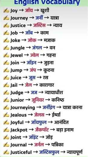 J से शुरू होने वाले अंग्रेजी शब्द | #theenglishacademy01 #english #vocabulary